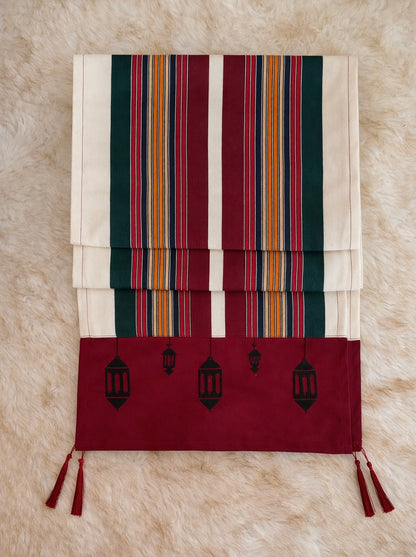 Heritage inspired Palestinian table runner with Majdalawi fabric