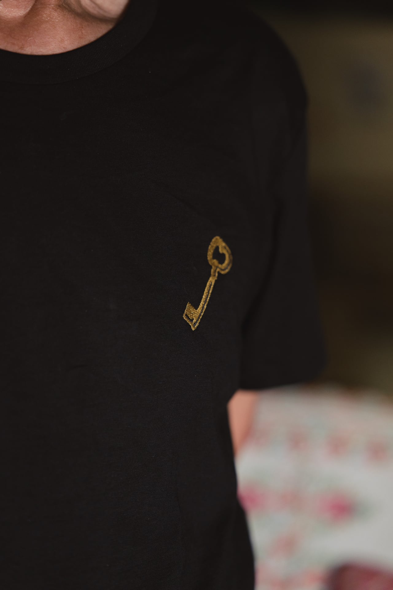 Soft organic cotton t shirt featuring symbolic key design