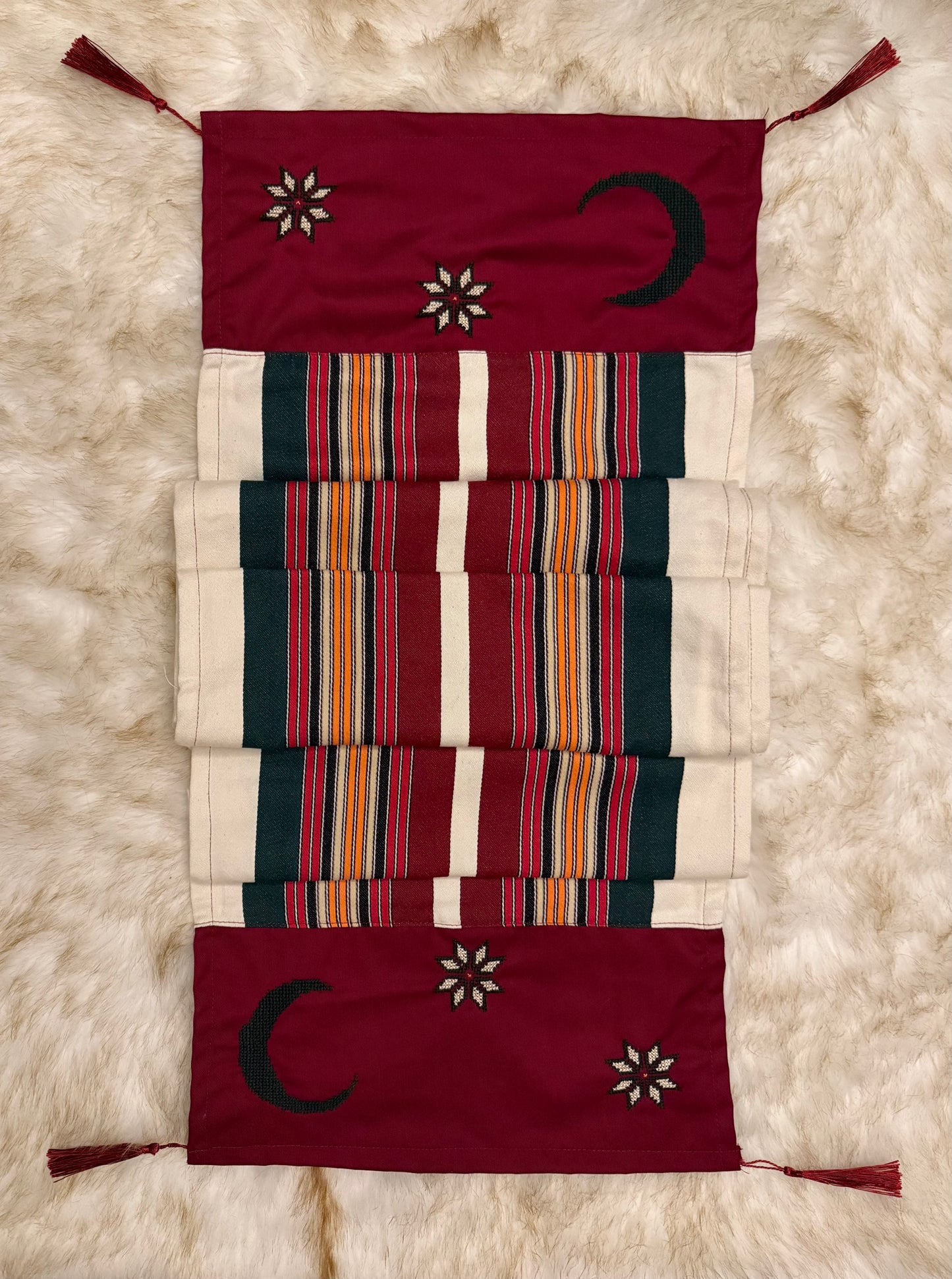 Authentic Majdalawi textile table runner sourced from Hebron
