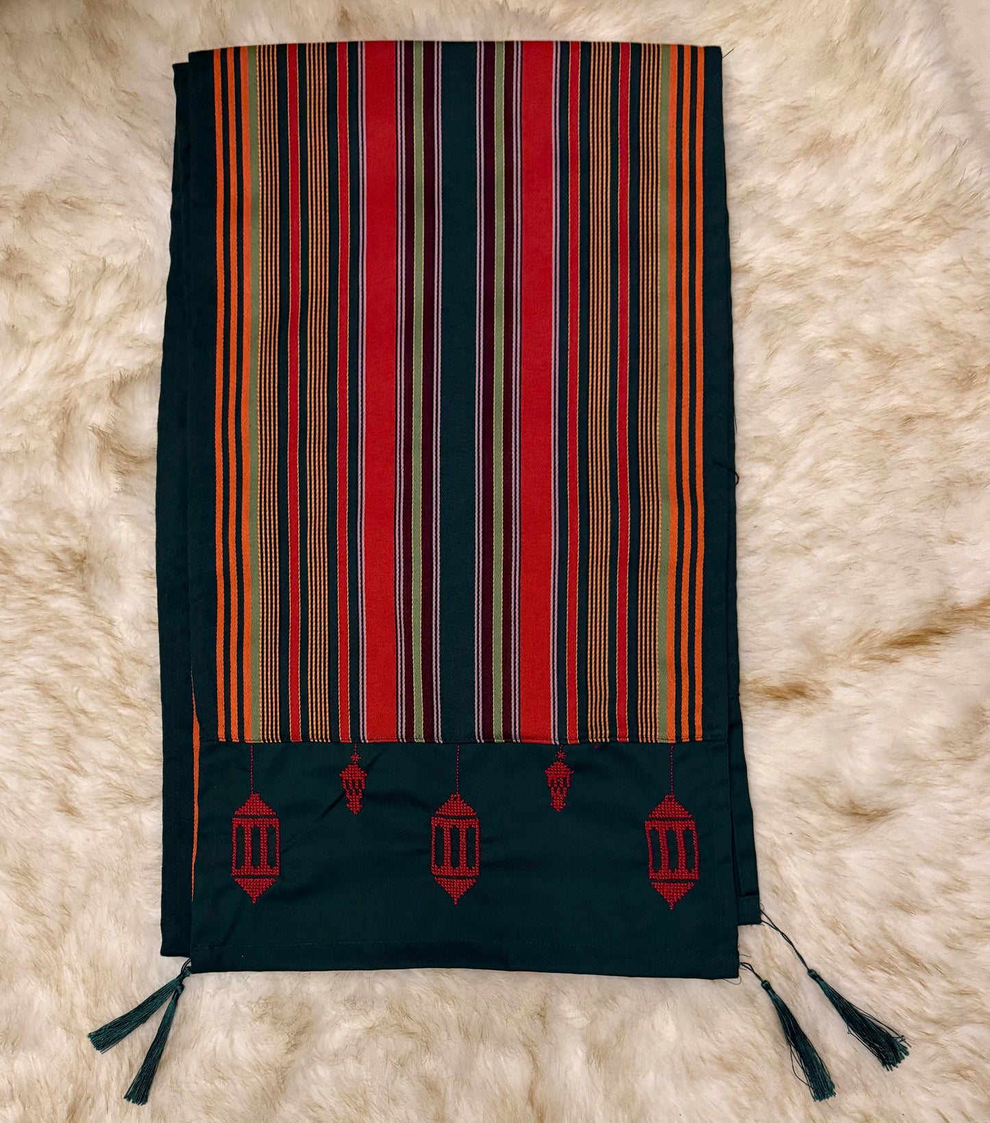 Palestinian heritage table runner woven with traditional looms