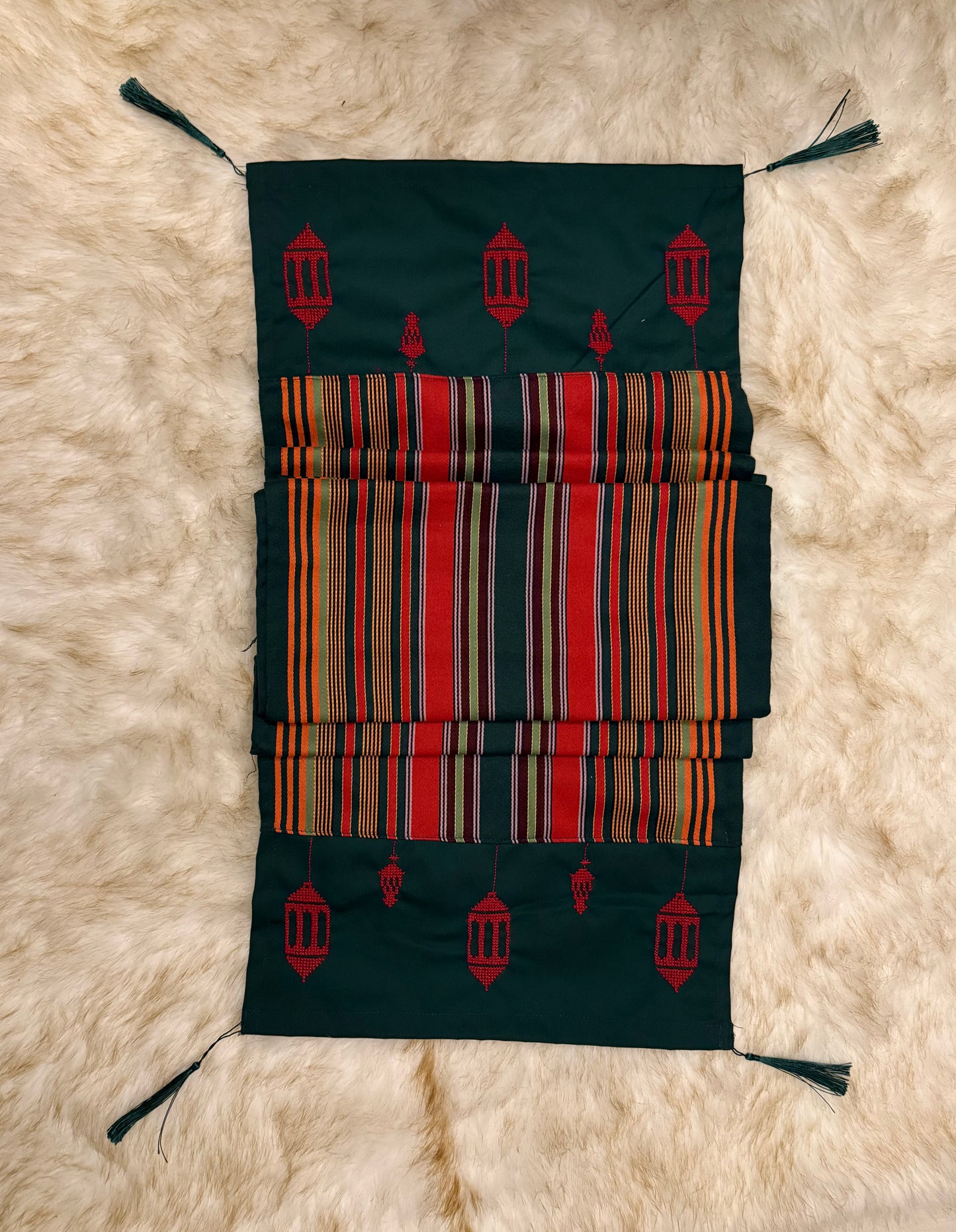 Artisan table runner made with traditional Palestinian weaving methods
