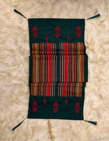Artisan table runner made with traditional Palestinian weaving methods