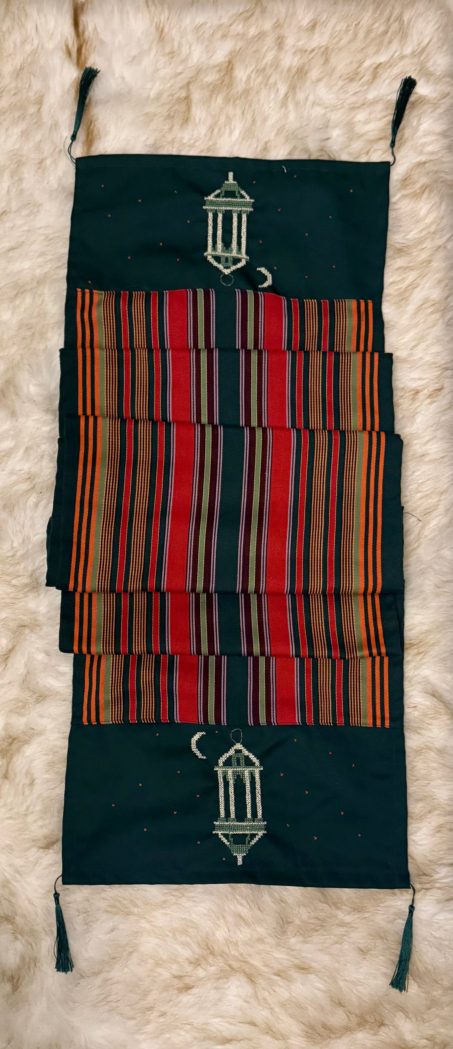 Majdalawi fabric table runner celebrating Palestinian craftsmanship
